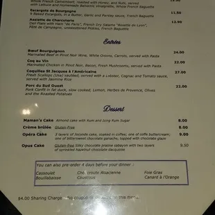 This weeks dinner menu. Changes every 15 days.