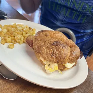Breakfast croissant sandwich