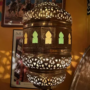 a lamp in the middle of a room