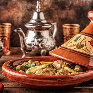 a traditional moroccan dish with meat and vegetables