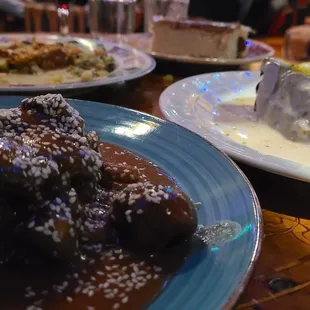 Chicken and Lamb and leftover salad in the background