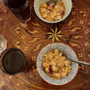 Mint tea and fancy fruit salad