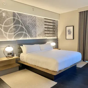 Junior suite bed-- lots of outlets, comfy bed, and love the back lighting