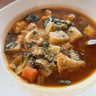 Minestrone soup, served without the usual pasta &amp; beans