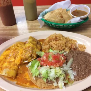 $4.99 lunch special. Tamale, enchilada, tostada &amp; rice and beans.