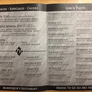 menu