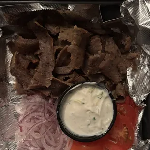 Mezze platter aka deconstructed gyro