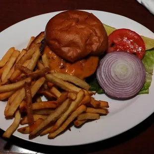 Voted Best hamburger! All Organic, cheese, bacon, avocado