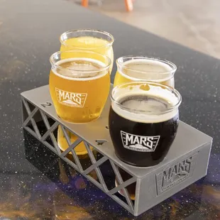 A flight of our beers and seltzers.