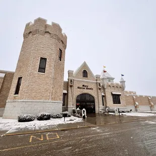 the entrance to the building
