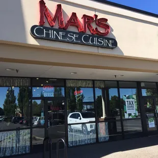 the front of the restaurant