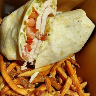 Turkey Wrap and Fries