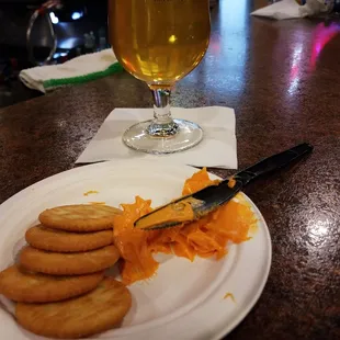 Back again visiting Kyle, the best bartender in Kenosha and enjoying our cheese and crackers.