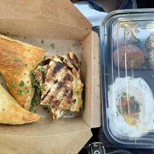 Hummus Tzatziki Babaghanouj Stuffed Grape Leaves, hummus trio? Marsa platter?
