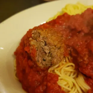 This is what a meatball looks like when it is NOT cooked in the sauce.