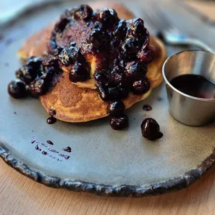 Banana pancakes with blueberries