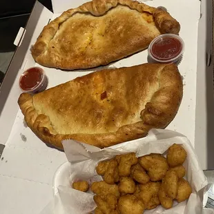 Calzones and fried cauliflower appetizer