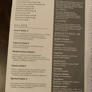 a menu for a restaurant