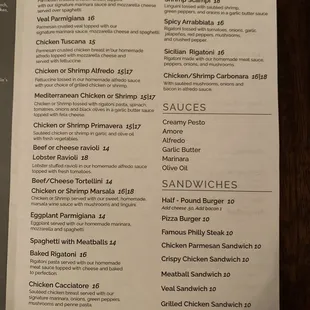 a menu for a restaurant