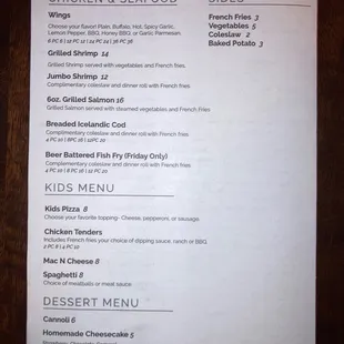 a menu for a restaurant