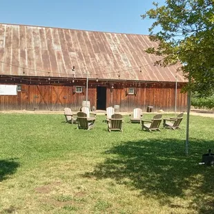 Barn and outdoor sitting with lights