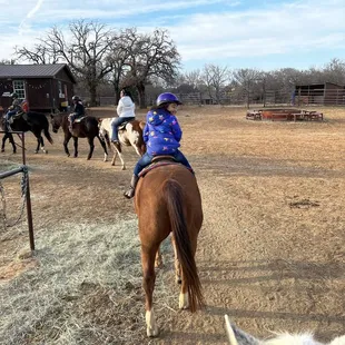 Doing laps around the set up area before going on the trail.