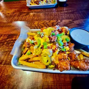 Boneless Wings and loaded fries