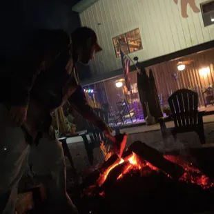 Outside they have a fire pit