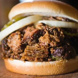 Look @ all that meat! I added onions &amp; pickles.  DELICIOUS!