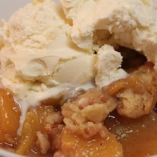 Ummm, peach cobbler with BB Vanilla ice cream. Sooo good