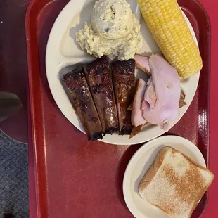 Combo of ribs and turkey