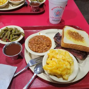 Green Beans, Baked Beans, Mac n Cheese and Ribs.