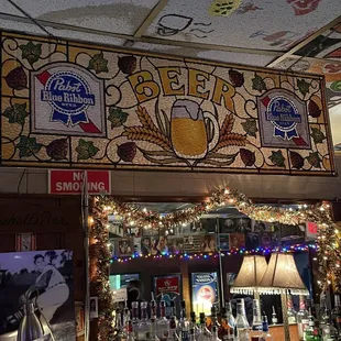 a bar with a lot of decorations