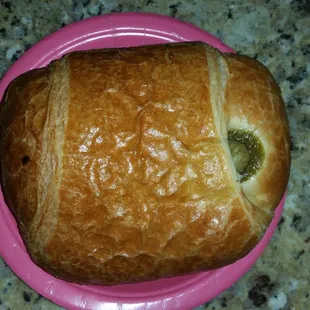 Breakfast! Jalapeño ham and cheese croissant.