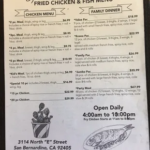 menu