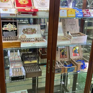 a display case full of cigars