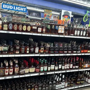 shelves full of spirits