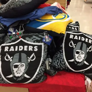 Raiders and warriors pillows