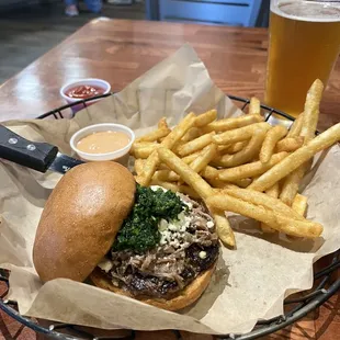 Another outstanding rotating burger at Marshdale Burger Co. Locally sourced braised goat cheese, house made chimichurri.
