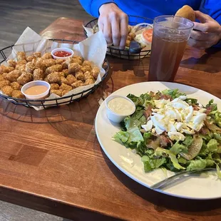 Chopped salad and a &quot;side&quot; of tots