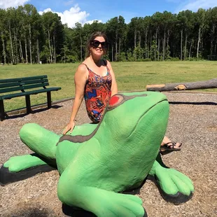 Showing the large size of the sculptures