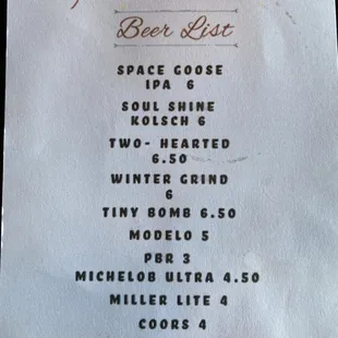Beer list