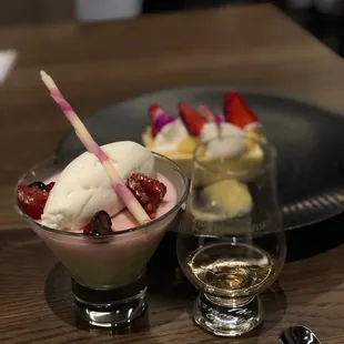 Strawberry matcha panna cotta