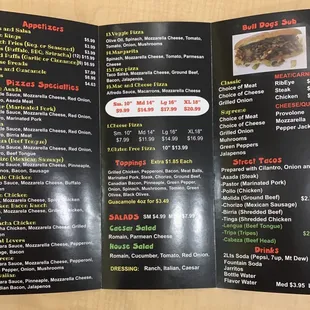 Full menu