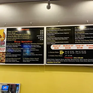 Restaurant menu