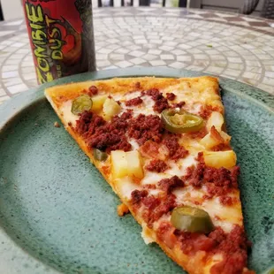 Chorizo pizza and Zombie Dust pale ale.