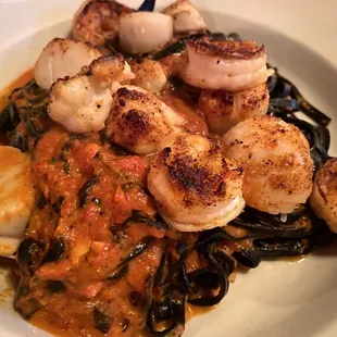 Black Linguine with Shrimp &amp; Scallops