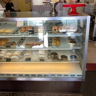 a display case full of donuts