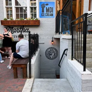 Outside, plenty of outside seating.