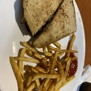 Patty Melt with hand cut fries